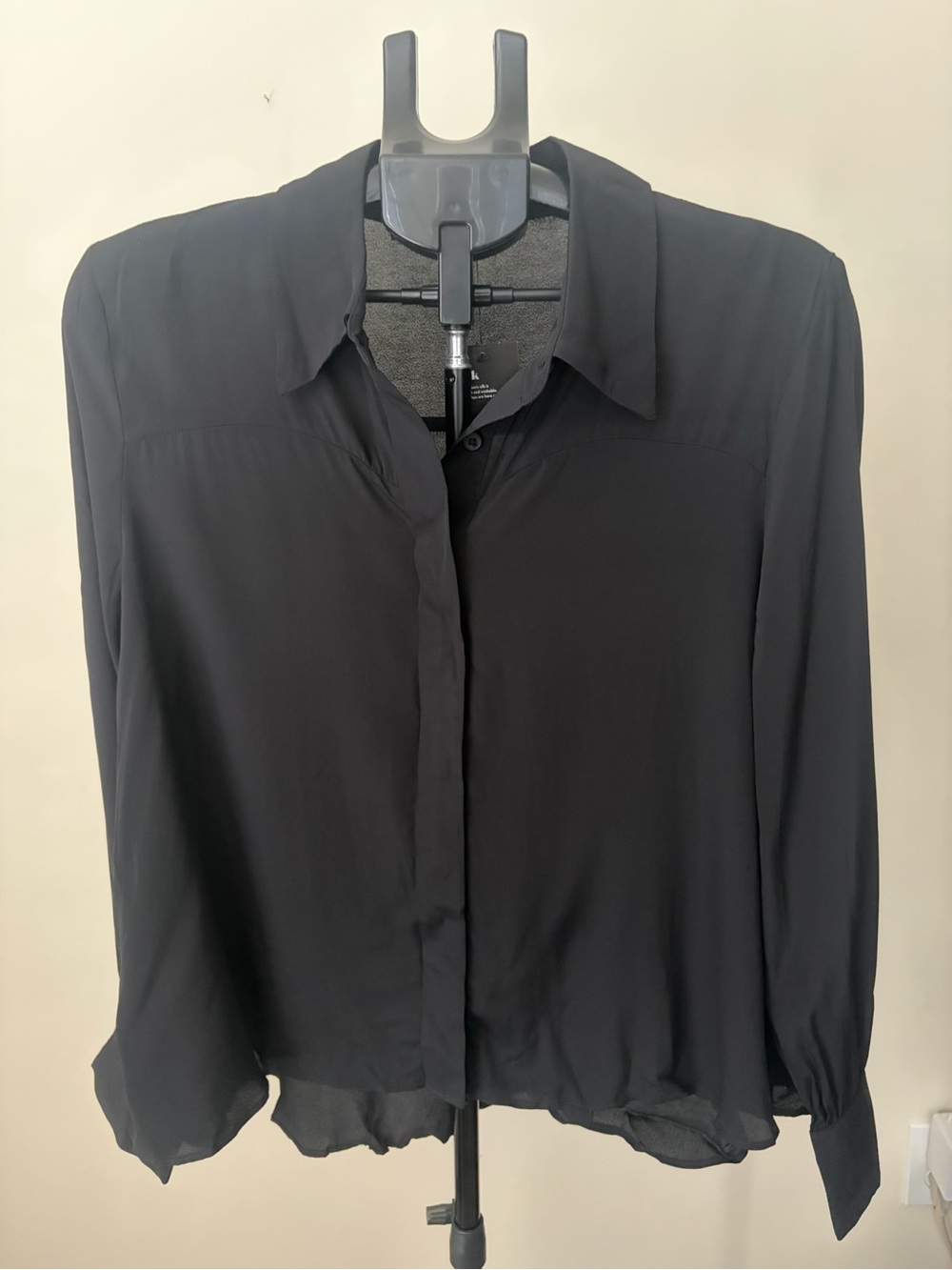 NWT 100% Silk Black Button-Up Blouse Kohl’s Size L